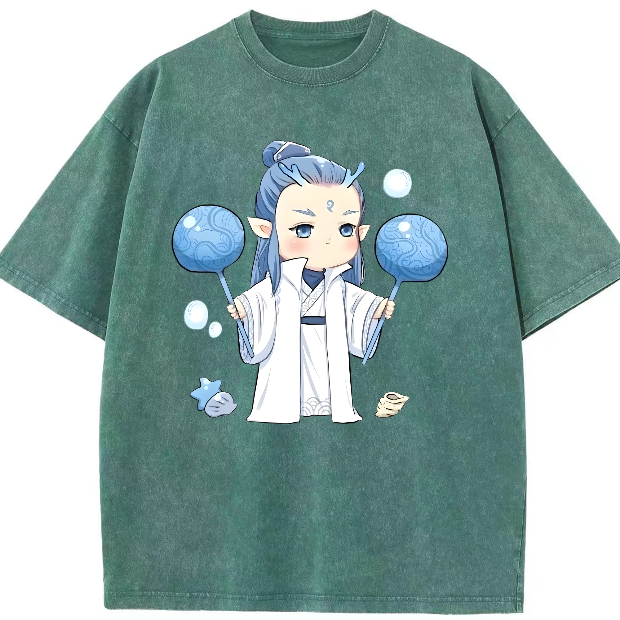 （画像用） Ne Zha 2 ナタ 魔童の大暴れ 綿100% ヴィンテージ風 半袖Tシャツ（フロントプリント）